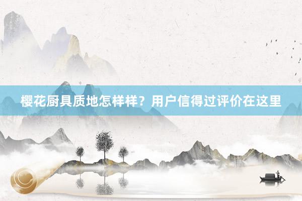 樱花厨具质地怎样样？用户信得过评价在这里